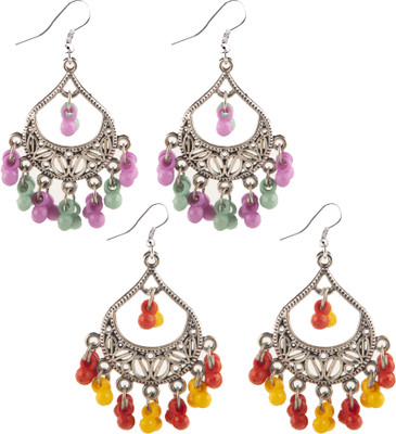 Jamleen Gallery Elegant Oxidized Silver Earrings Combo Alloy Jhumki Earring