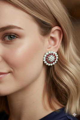 Anj oxidized silver plated jewellery Crystal, Pearl German Silver Stud Earring