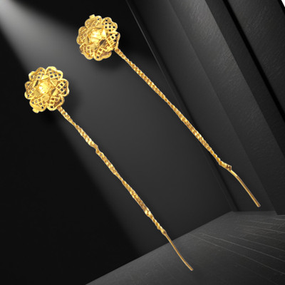 zhouse Gold-Plated Light Weight Fancy Ear Thread Copper Ear Thread
