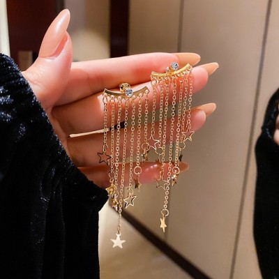 DESTINY JEWEL'S New Korean Hot Fashion Star Décor Drop Chain Tassel Earrings For Women & Girls Alloy Drops & Danglers