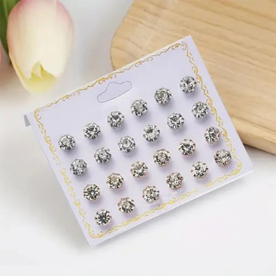 Balasundri 12 pair earring set multicolor top stone earring beautiful & stud earring Zircon Alloy Stud Earring