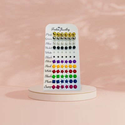 Honbon Attractive Multi Color Designer Simple Earring Set Of 36 Pair Use For Girls Pearl, Beads Alloy Stud Earring