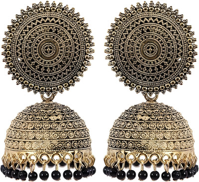 MAYRA TRADING Black floral jhumki Beads Alloy Jhumki Earring