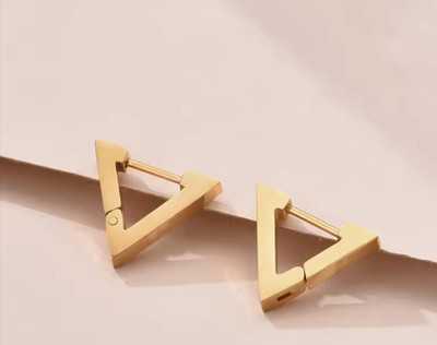 Vedansh Piyush Enterprises Stylish Golden Triangle Hoop Stud Earrings Brass Hoop Earring