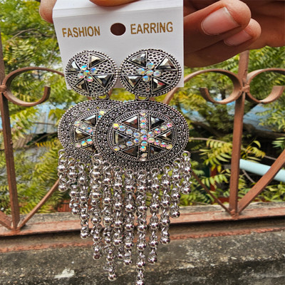 GUPIH JEWEL Traditonal Ethnic Pearl Studed Gold Platted Big Oxxidize Jhumka Jhumki For Women Brass Earring Set, Hoop Earring, Plug Earring, Tassel Earring, Tunnel Earring