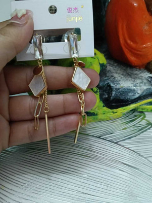 DiegoEnterprise 18k Gold Plated Large Square Stainless Steel Anti Tarnish Earrings Stainless Steel Drops & Danglers