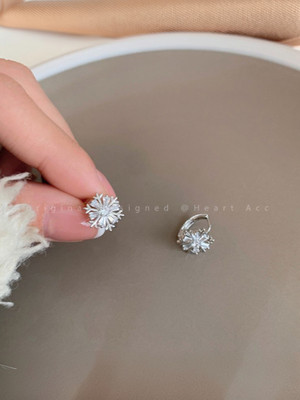 BLINGEE White Zircon Flower s For Women Floral s For Women Korean s Crystal, Cubic Zirconia, Diamond Alloy Earring Set, Hoop Earring