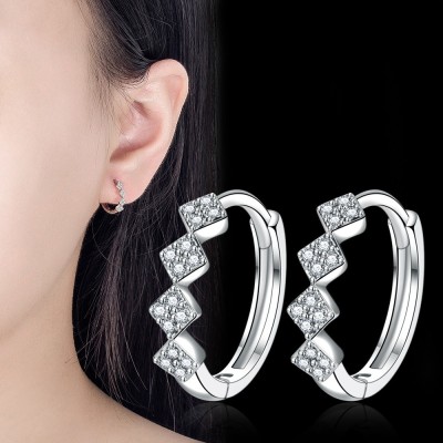 MYKI Minimal Design Hoop Earrings For Women & Girls Cubic Zirconia Metal Hoop Earring