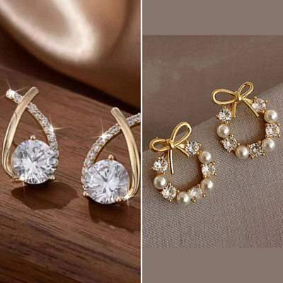 estailo fashion Shine Cross Bow Earrings Alloy Earring Set