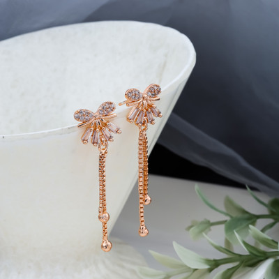 Temora Gold Plated Ltakan Earring Diamond Brass Drops & Danglers
