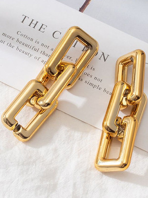 Dressberry Korean Golden Chunky Chain Link Drop Earrings For Women/Girls Alloy Drops & Danglers