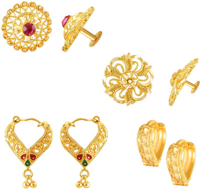 VIGHNAHARTA Golden Alloy Stud Earrings Combo Set(Sales Package-4 Pair Earrings ) Cubic Zirconia Alloy Chandbali Earring, Stud Earring