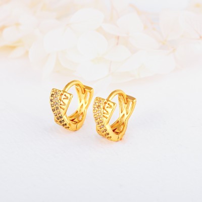 GIVA Golden Zircon Studded Twisted Hoop Earrings for Girls Zircon Sterling Silver Hoop Earring