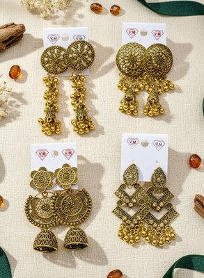 S Priyanka Traders Trendy Alloy Earring Combo Set, Pack of 4 Alloy Drops & Danglers