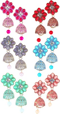 Divastri Jhumka combo earrings jhumki Traditional South indian Temple jhumkas women girl Beads, Pearl, Cubic Zirconia Metal Drops & Danglers, Stud Earring, Earring Set, Jhumki Earring