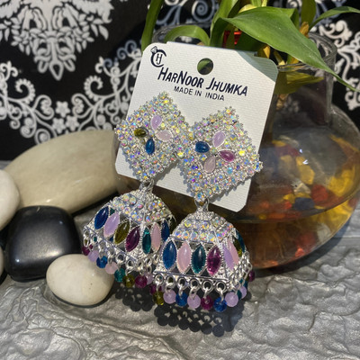 KASHH kash-earring-multiwhite Alloy Jhumki Earring
