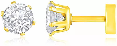 Heer Collection Mens & Women Fashion Jewellery Glittering Gold Silver Plated Pierced Earring Stainless Steel Stud Earring