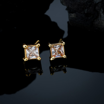 MOON ENTERPRISE American Diamond Brass Gold Plated Stud Earring Cubic Zirconia Brass Stud Earring