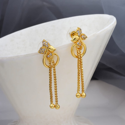 dearknot Traditional Earrings For Women And Girls Cubic Zirconia Brass Stud Earring