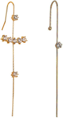 Daliva Pack Of 2 Gold Plated Zircon Studded Ear Cuff Alloy Cuff Earring