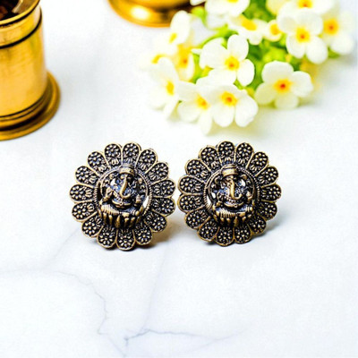 KAVIICREATIONS Ganesh earring|Oxidised golden |Drop Dangle Earring for Women. Brass Stud Earring, Earring Set, Hoop Earring