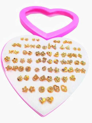 DIVINE 36 Pair Classy Design Earring Stud Set with Heart Box for Women, Girls (1 Box) Alloy Stud Earring
