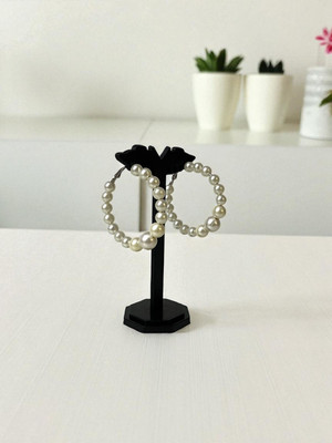 TANSUM COLLECTION Stylish White Pearl Hoop Earrings Festive & Party Wear Design for Women & Girls Pearl Alloy Hoop Earring, Earring Set