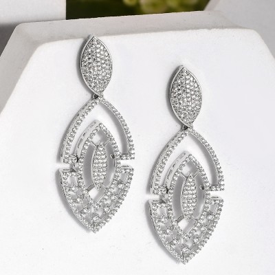 Voylla Sparkling Elegance Glistening Glam American Diamond Dangler Earrings Cubic Zirconia Brass Drops & Danglers