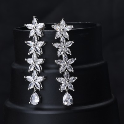 Opal Touch Sparkling Stud Earrings Cubic Zirconia Brass Drops & Danglers
