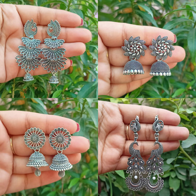 Jhumka Street Jhumki Earrings for girls and woman's combo Pack of 4 Alloy Jhumki Earring