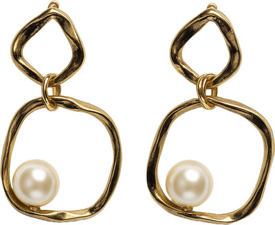 kailash creation Elegant Hoop Earrings with Pearl Drop for Women & Girls Alloy Drops & Danglers