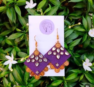 Vadanta creation PURPLE COLOURS 101_ Fabric, Wood Stud Earring