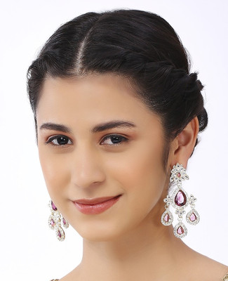 SATRANGI JEWEL SATRANGI JEWEL GOLD COLOURFUL CRYSTAL DANGLERS EARRINGS Cubic Zirconia Alloy Drops & Danglers