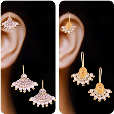 VIVASTRI Elightfull CZ Stone Beaded Colourfull Designed Bugadi Earrings Cubic Zirconia Alloy Clip-on Earring