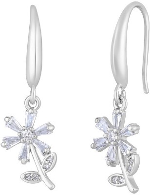 Stefan American Diamond Floral Dangler Earring for Women Crystal Brass Drops & Danglers