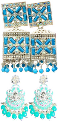 Hernger traders Earring-Box-008_01 & Meenakari_earring_T_06 Cubic Zirconia Alloy Earring Set
