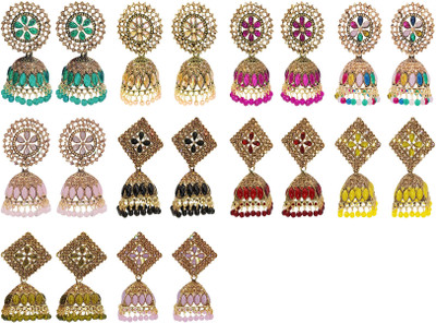 Malana Merino Jhumka Indian Jewelry Set Of 10 Earring Traditional Jhumki Gift for Girls Alloy Jhumki Earring