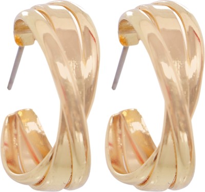 CRUNCHY FASHION Gold-Tone Double Hoop Earrings CFE1787 Alloy Stud Earring