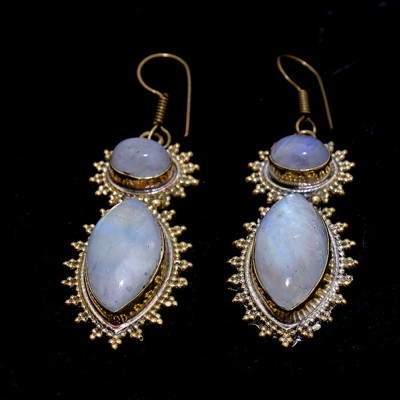 SHREE SHYAM FASHION Moonstone Gemstone Earring Fashion Jewelry Moonstone Stone, German Silver Drops & Danglers