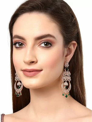 Manuvi Jewels 153_BellMoon Cubic Zirconia Alloy Chandbali Earring, Drops & Danglers
