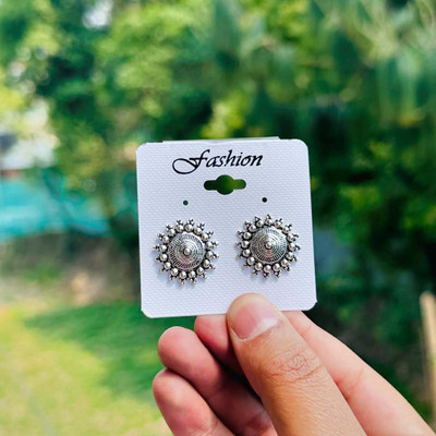 ISLANA Combo of 5 Oxidised Earrings Ring with Tikka and Opaneble Cuff Brecelet Alloy Stud Earring