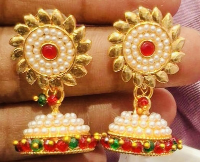 SAKETHAM Golden Sun Rise Alloy Jhumki Earring