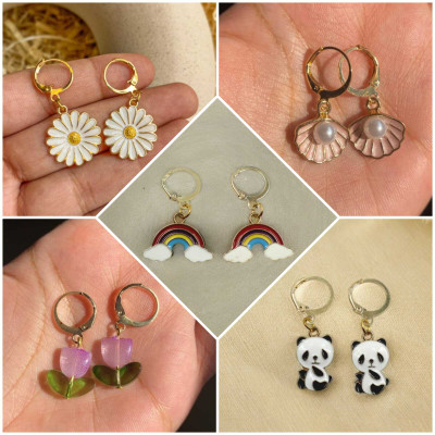 ELCETRATD JEWELLERY shimmering beautiful pack of 5 earrings combo for women and girls Alloy Drops & Danglers