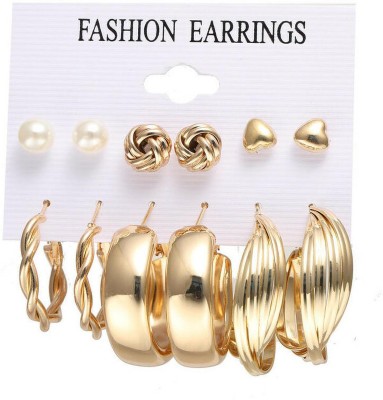 Exotique Western Modern Hoop & Stud Earring combo of 6 for women girls Alloy Hoop Earring, Stud Earring