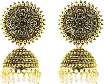 JMBW INTERNATIONAL Jhumki Black Floral Jhumki Beads Alloy Jhumki Earring