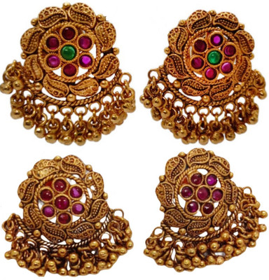 DK FASHION GOLD PLATED ZUMKI EARRING-1ER10-GOLD Ruby Brass Jhumki Earring