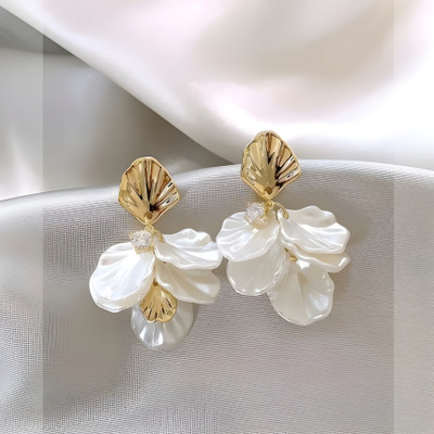 AuvriaZ Super Fairy Petal Pearl stylish and fancy korean earrings for women and girls Alloy Drops & Danglers, Stud Earring, Earring Set, Jhumki Earring