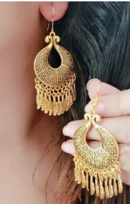 neze Stylish Oxidised Hangings For Women (Golden) EARRINGS Alloy Earring Set, Stud Earring