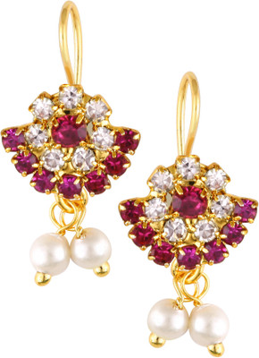 VIVASTRI Artificial CZ Stones and Pearls Press Bugadi Earrings for Women and Girls Alloy Cubic Zirconia Alloy Cuff Earring, Stud Earring