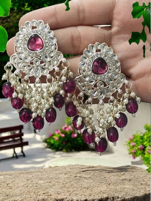 DEGHLAM Buy Now – Elegant Purple Kundan Earrings for Weddings & Festive Wear Alloy Drops & Danglers
